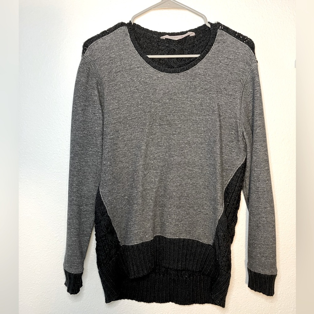 Athleta Black & Gray Cable Knit Sweater Cozy Sweatshirt‎ oversized comfortable